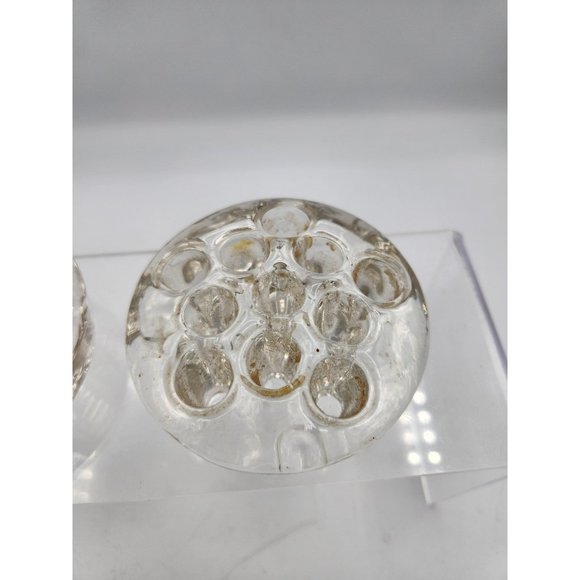 Vintage Clear Glass Flower Frog For Floral Arrangements 11 Holes 3" - Picture 3 of 7